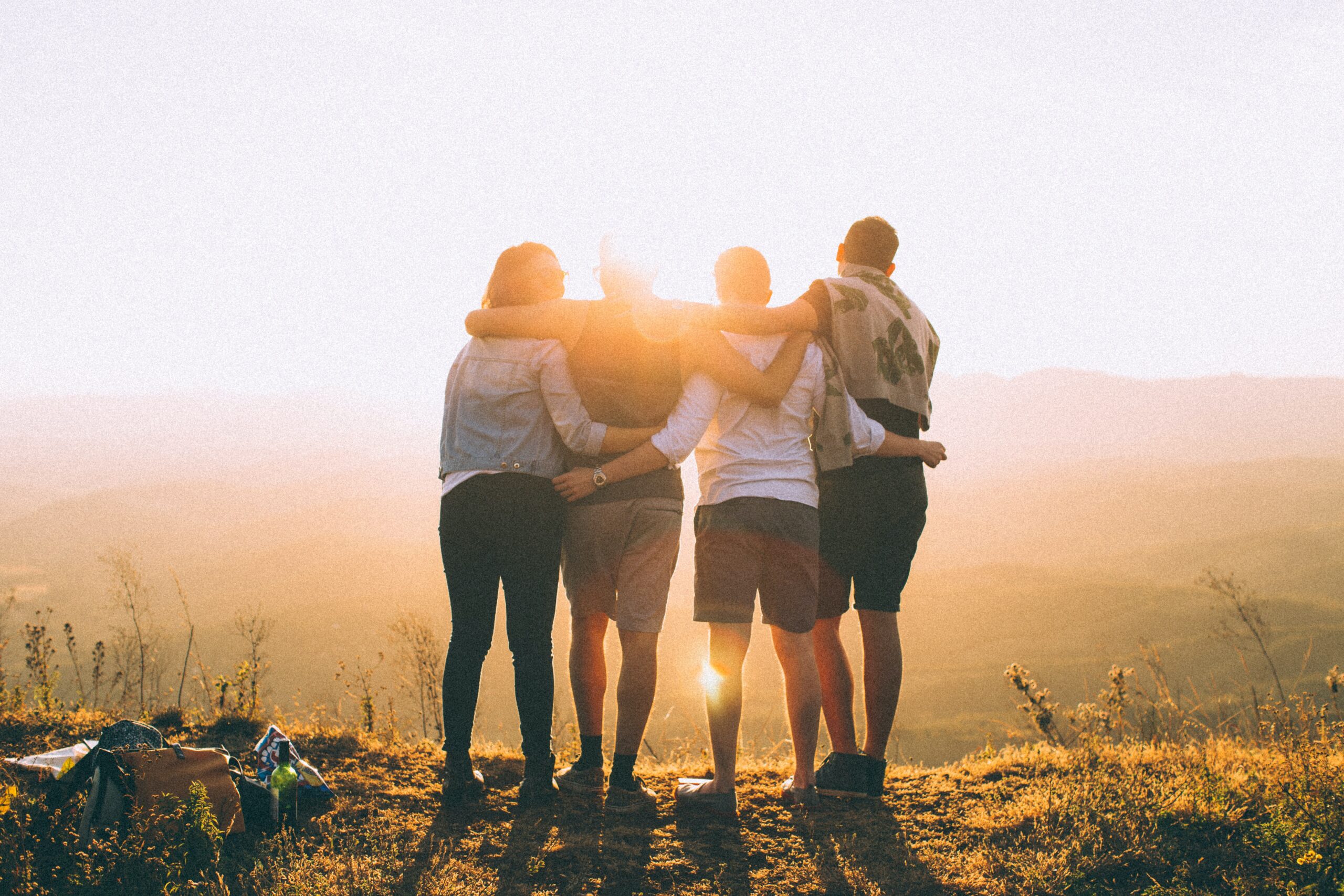 Group of friends watching sunset
